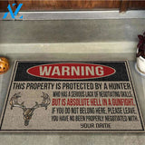 Warning - Hunting Personalized Coir Pattern Print Doormat