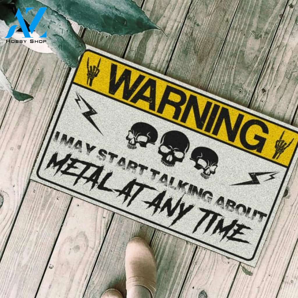 Warning I may start talking about metal at any time Skull Doormat | Welcome Mat | House Warming Gift