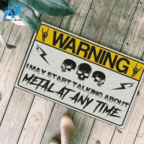 Warning I may start talking about metal at any time Skull Doormat | Welcome Mat | House Warming Gift