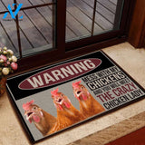 Warning Mess With My Chickens And You Will Meet The Crazy Chicken Lady Doormat Welcome Mat Housewarming Gift Home Decor Funny Doormat Gift Idea