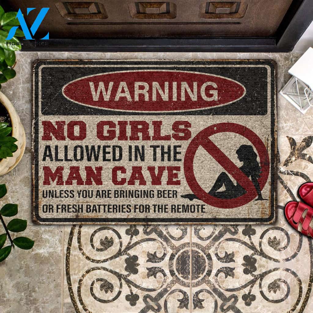 Warning No Girls Allowed In The Man Cave Doormat Welcome Mat House Warming Gift Home Decor Funny Doormat Gift Idea