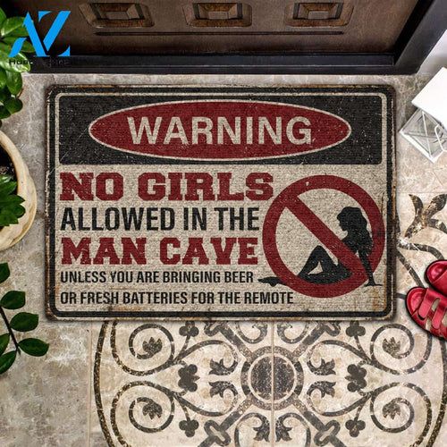 Warning No Girls Allowed In The Man Cave Doormat Welcome Mat House Warming Gift Home Decor Funny Doormat Gift Idea