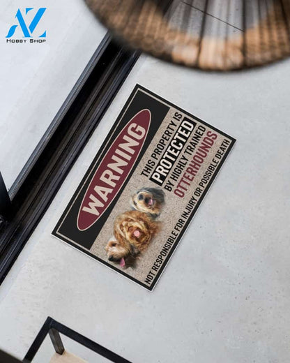 Warning - Otterhound Doormat This Property Is Protected Indoor And Outdoor Doormat Warm House Gift Welcome Mat Gift For Otterhound Dog Lovers