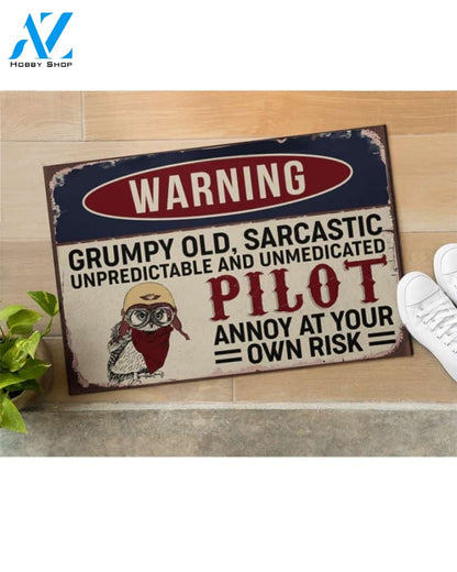 Warning Pilot Annoy At Your Own Risk Indoor And Outdoor Doormat Welcome Mat Housewarming Gift Home Decor Funny Doormat Gift Idea