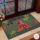 Warning I&#8217;m Staring At Your Cock Chicken Doormat