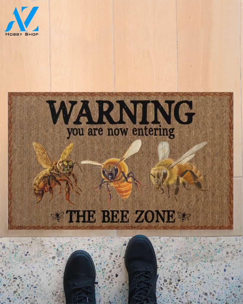 Warning The Bee Zone Doormat Welcome Mat Housewarming Gift Home Decor Funny Doormat Best Gift Idea