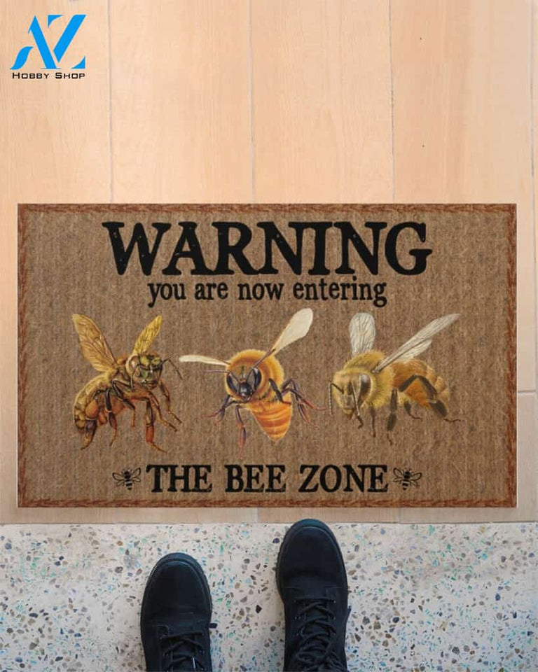 Warning The Bee Zone Doormat Welcome Mat Housewarming Gift Home Decor Funny Doormat Best Gift Idea
