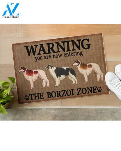Warning The Borzoi Zone Doormat Welcome Mat Housewarming Gift Home Decor Funny Doormat Best Gift Idea