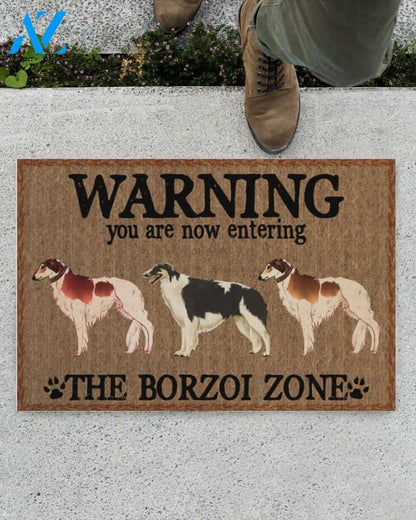 Warning The Borzoi Zone Doormat Welcome Mat Housewarming Gift Home Decor Funny Doormat Best Gift Idea