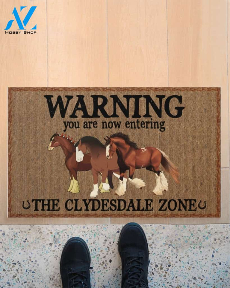 Warning The Clydesdale Zone Doormat Welcome Mat Housewarming Gift Home Decor Funny Doormat Best Gift Idea