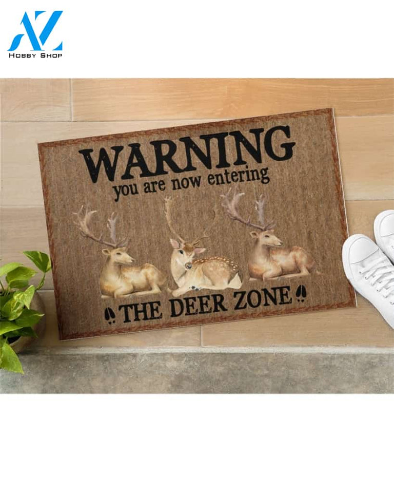 Warning The Deer Zone Doormat Welcome Mat Housewarming Gift Home Decor Funny Doormat Best Gift Idea