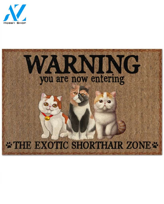 Warning - The Exotic Shorthair Zone Door Indoor And Outdoor Doormat Warm House Homefarm Decor Gift Welcome Mat Gift For Sphynx Cat Lover