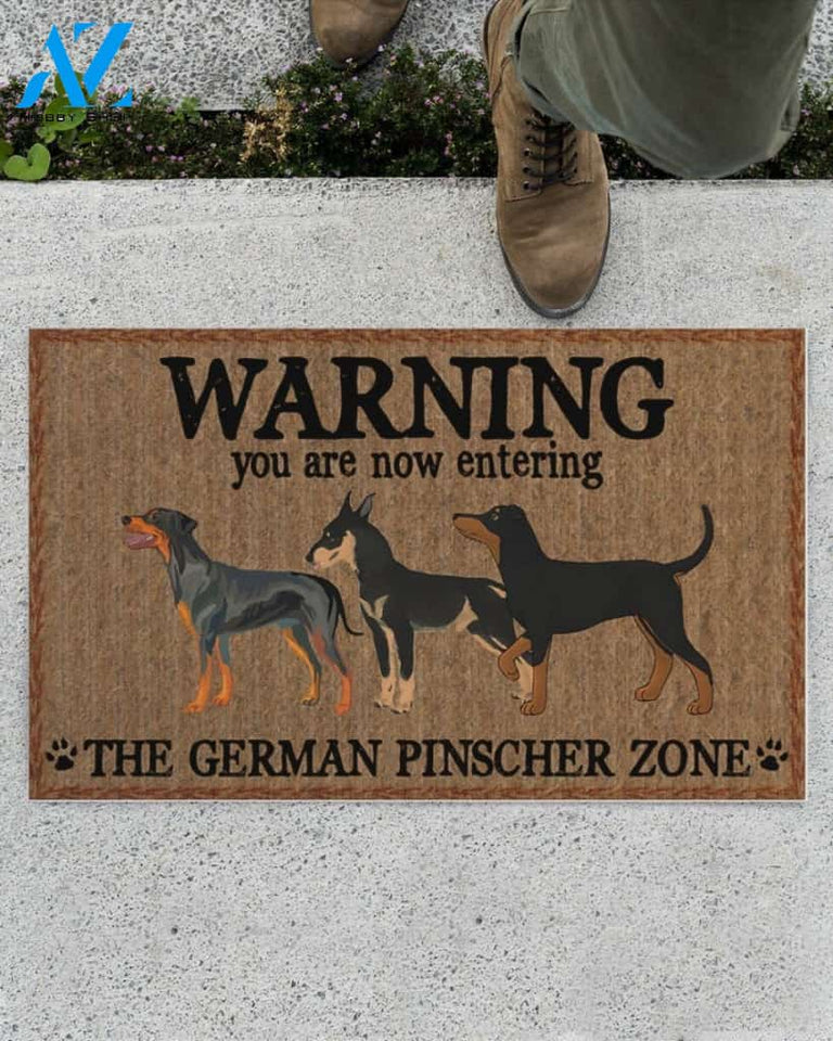 Warning The German Pinscher Zone Doormat Welcome Mat Housewarming Gift Home Decor Funny Doormat Best Gift Idea