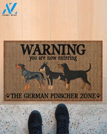 Warning The German Pinscher Zone Doormat Welcome Mat Housewarming Gift Home Decor Funny Doormat Best Gift Idea