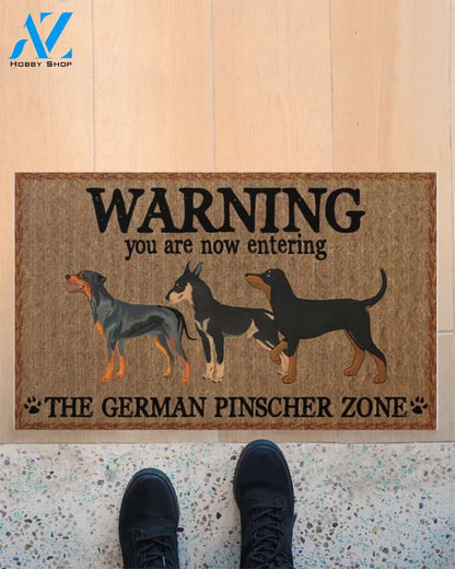 Warning The German Pinscher Zone Doormat Welcome Mat Housewarming Gift Home Decor Funny Doormat Best Gift Idea