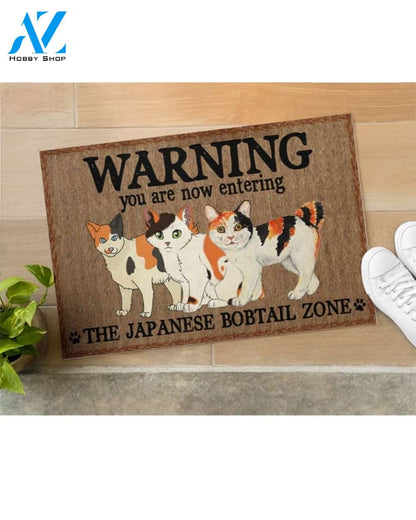 Warning The Japanese Bobtail Zone Doormat Welcome Mat Housewarming Gift Home Decor Funny Doormat Best Gift Idea