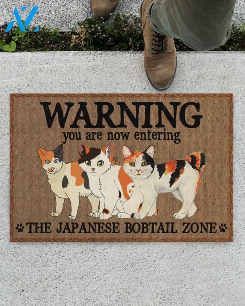 Warning The Japanese Bobtail Zone Doormat Welcome Mat Housewarming Gift Home Decor Funny Doormat Best Gift Idea