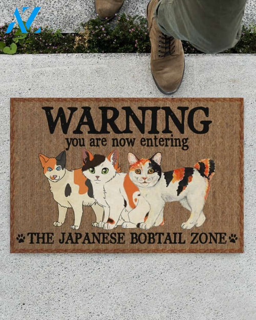Warning The Japanese Bobtail Zone Doormat Welcome Mat Housewarming Gift Home Decor Funny Doormat Best Gift Idea