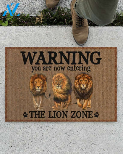 Warning The Lion Zone Doormat Welcome Mat Housewarming Gift Home Decor Funny Doormat Best Gift Idea