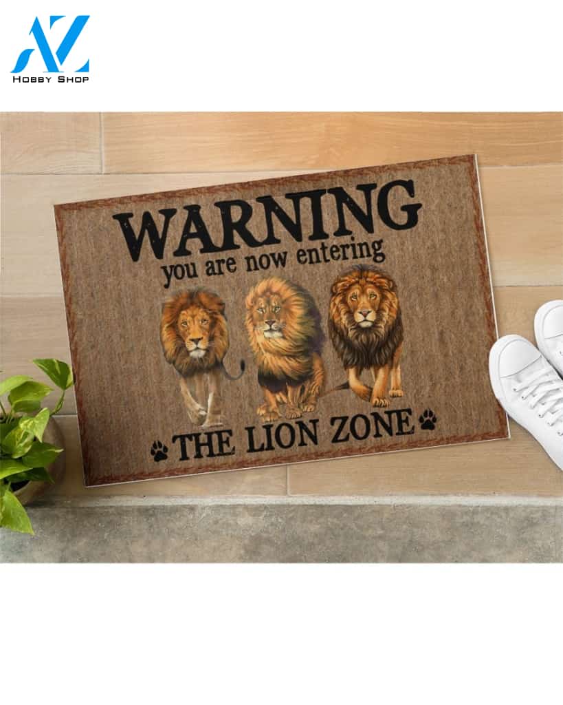 Warning The Lion Zone Doormat Welcome Mat Housewarming Gift Home Decor Funny Doormat Best Gift Idea