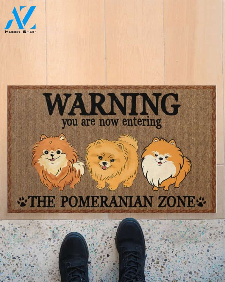 Warning The Pomeranian Zone Doormat Welcome Mat Housewarming Gift Home Decor Funny Doormat Best Gift Idea