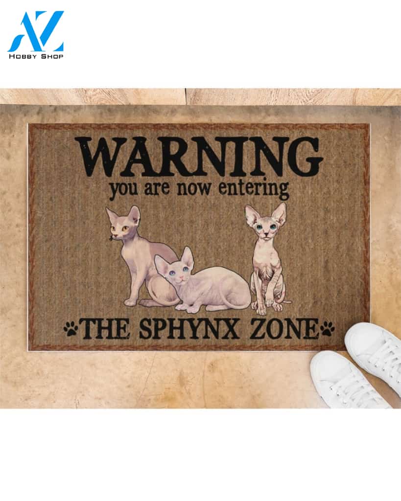 Warning - The Sphynx Zone Door Indoor And Outdoor Doormat Warm House Homefarm Decor Gift Welcome Mat Gift For Sphynx Cat Lover