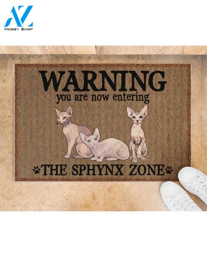 Warning - The Sphynx Zone Door Indoor And Outdoor Doormat Warm House Homefarm Decor Gift Welcome Mat Gift For Sphynx Cat Lover