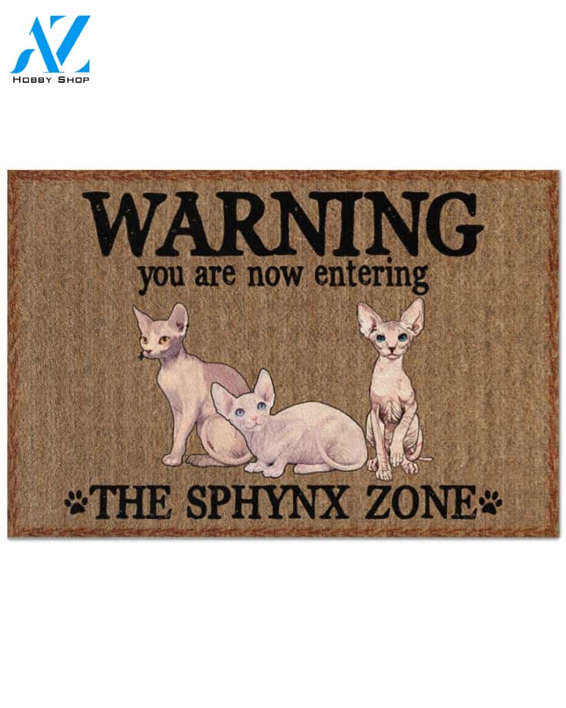 Warning - The Sphynx Zone Door Indoor And Outdoor Doormat Warm House Homefarm Decor Gift Welcome Mat Gift For Sphynx Cat Lover