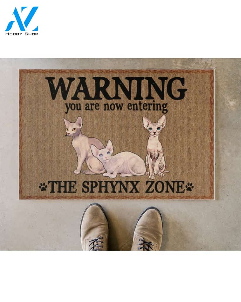 Warning - The Sphynx Zone Door Indoor And Outdoor Doormat Warm House Homefarm Decor Gift Welcome Mat Gift For Sphynx Cat Lover