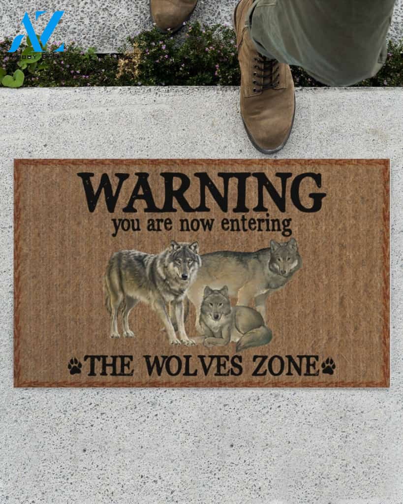 Warning The Wolves Zone Doormat Welcome Mat Housewarming Gift Home Decor Funny Doormat Best Gift Idea