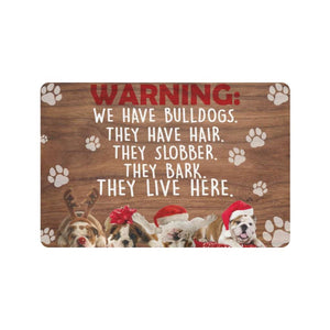 Warning They Live Here Bulldog Lover Doormat Welcome Mat