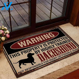 Warning This Property Is Protected By Dachshund Funny Indoor And Outdoor Doormat Warm House Gift Welcome Mat Birthday Gift For Dog Lovers