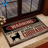 Warning - This Property Is Protected By Highly Trained Chihuahua Doormat | Welcome Mat | House Warming Gift