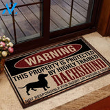 Warning - This Property Is Protected By Highly Trained Dachshund Doormat | Welcome Mat | House Warming Gift
