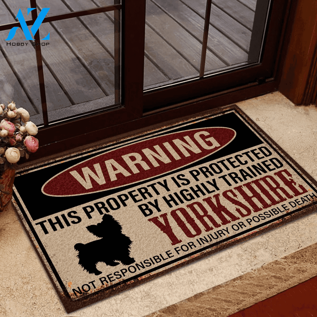 Warning This Property Is Protected By Yorkshire Dog Doormat