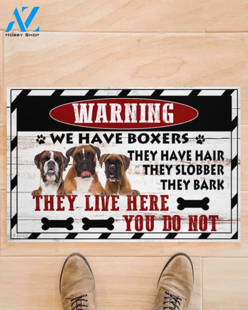 Warning We Have Boxers Dog Doormat Welcome Mat Housewarming Gift Home Decor Funny Doormat Gift For Dog Lovers Gift For Christmas