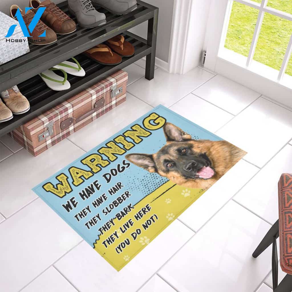 Warning We Have Dogs Doormat Indoor And Outdoor Mat Entrance Rug Sweet Home Decor Housewarming Gift Gift For Friend Family Stem Feminist