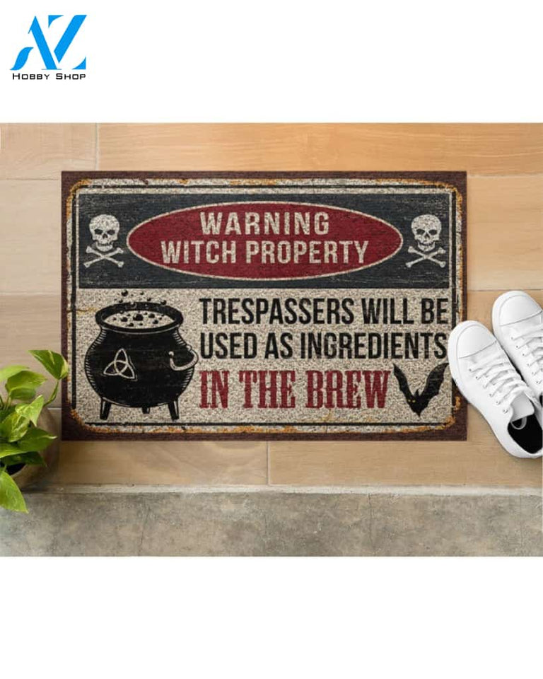 Warning - Witch Property - All Trepassers Will Be Used As Ingredients In The Brew Mat | Welcome Mat | House Warming Gift