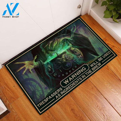 Warning Witch Property Printed Doormat Home Decor