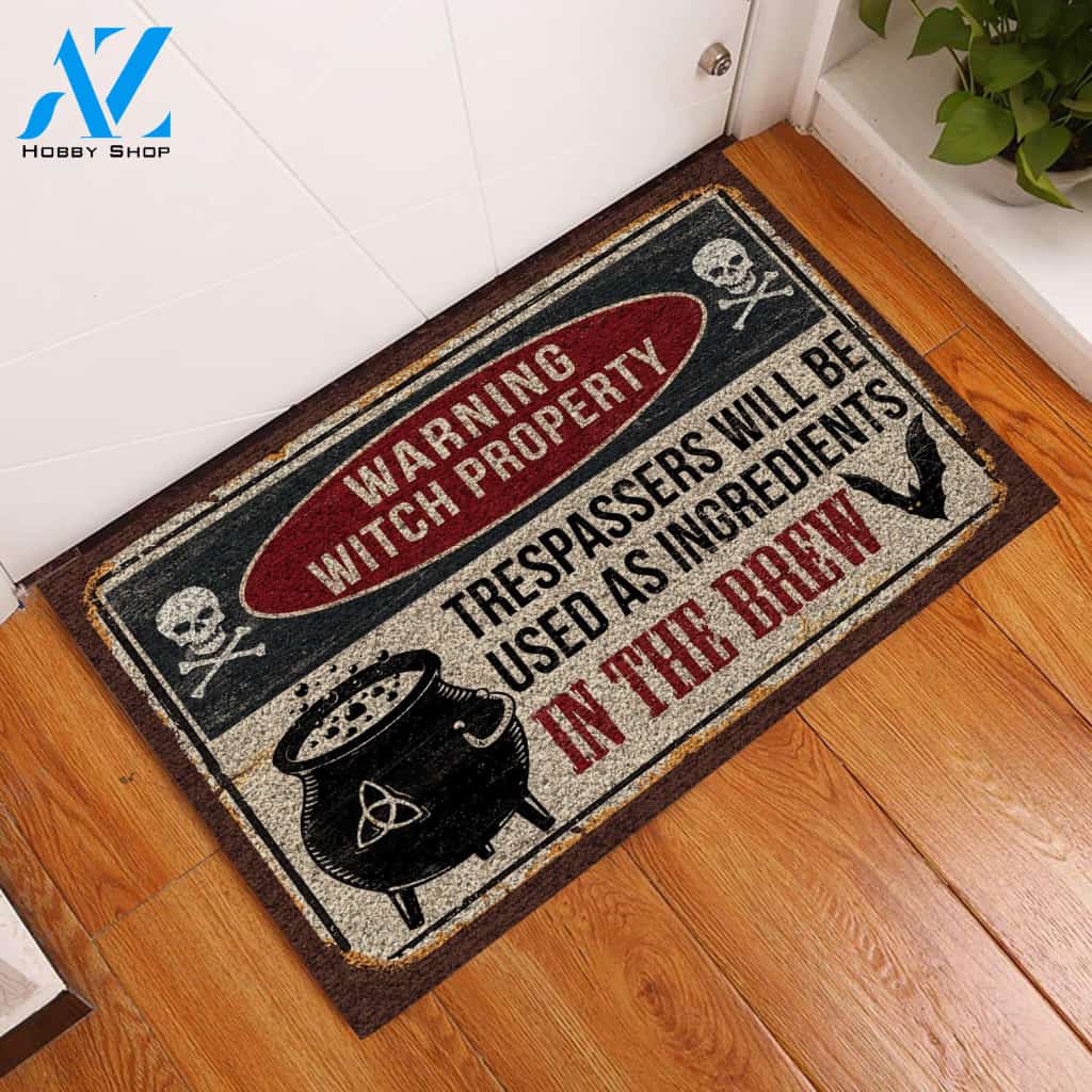 Warning Witch Property Treepassing Will Be Used As Ingredients Doormat | Welcome Mat | House Warming Gift