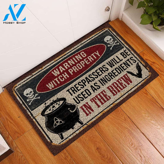 Warning Witch Property Trespassers Will Be Used Indoor and Outdoor Doormat Warm House Gift Welcome Mat Gift for Labrador Lovers Birthday Gift