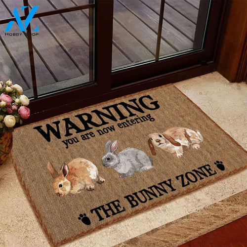 Warning You Are Now Entering The Bunny Zone Indoor and Outdoor Doormat Warm House Gift Welcome Mat Gift for Labrador Lovers Birthday Gift