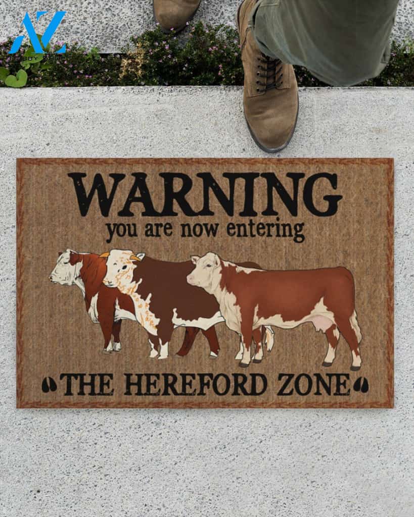 Warning You Are Now Entering The Hereford Zone funny Indoor And Outdoor Doormat Warm House Gift Welcome Mat Birthday Gift For Homefarm