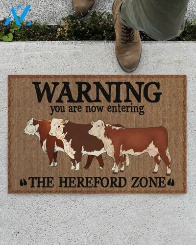Warning You Are Now Entering The Hereford Zone funny Indoor And Outdoor Doormat Warm House Gift Welcome Mat Birthday Gift For Homefarm