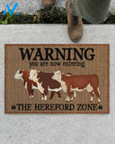 Warning You Are Now Entering The Hereford Zone funny Indoor And Outdoor Doormat Warm House Gift Welcome Mat Birthday Gift For Homefarm