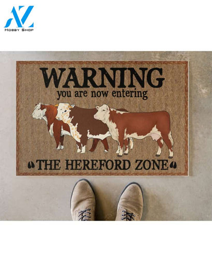Warning You Are Now Entering The Hereford Zone funny Indoor And Outdoor Doormat Warm House Gift Welcome Mat Birthday Gift For Homefarm