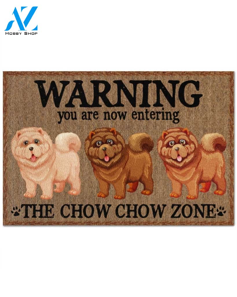 Warning - You Are Now Enterring Chow Chow Door Indoor And Outdoor Doormat Warm House Homefarm Decor Gift Welcome Mat Gift For Chow Chow Dog Lover