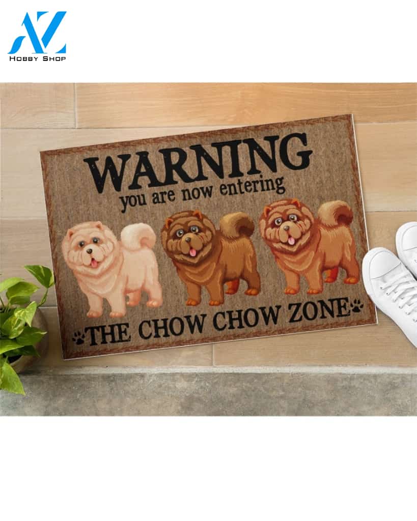 Warning - You Are Now Enterring Chow Chow Door Indoor And Outdoor Doormat Warm House Homefarm Decor Gift Welcome Mat Gift For Chow Chow Dog Lover