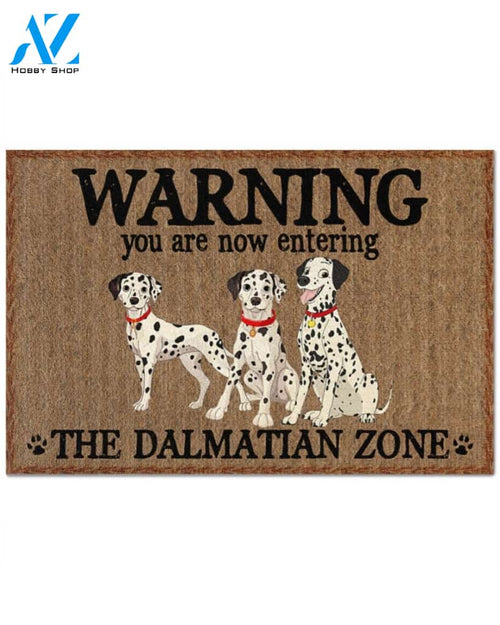 Warning - You Are Now Enterring Dalmatian Door Indoor And Outdoor Doormat Warm House Homefarm Decor Gift Welcome Mat Gift For Dalmatian Lover