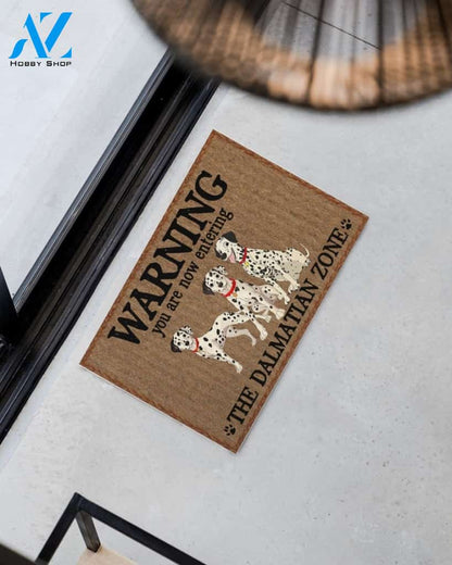 Warning - You Are Now Enterring Dalmatian Door Indoor And Outdoor Doormat Warm House Homefarm Decor Gift Welcome Mat Gift For Dalmatian Lover